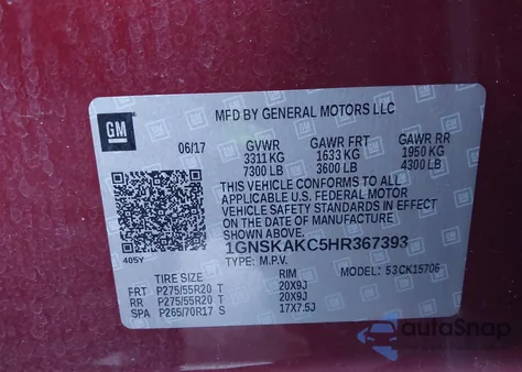 2017 Chevrolet Tahoe Ls from USA, damaged, VIN 1GNSKAKC5HR367393